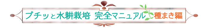 プチッと水耕栽培 完全マニュアル 種まき編